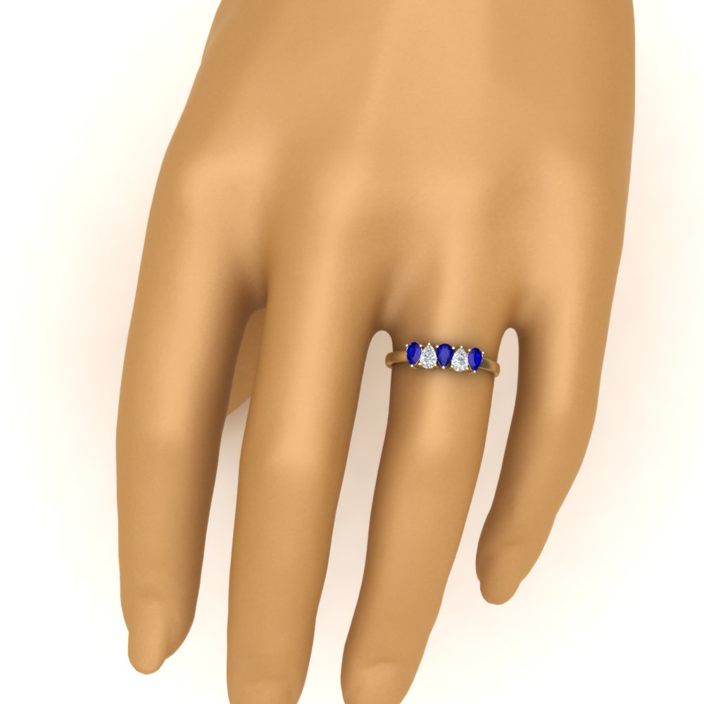 0.75 Carat 5 Stone Wedding Band Diamond Teardrop