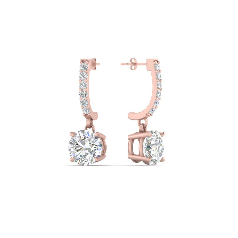 1 Carat Solitaire Halo Diamond Drop Earrings