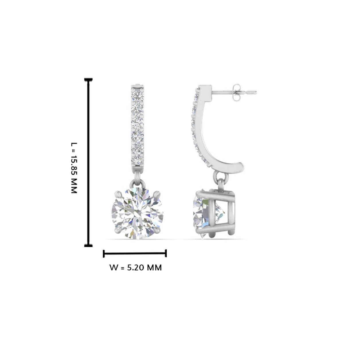 1 Carat Solitaire Halo Diamond Drop Earrings