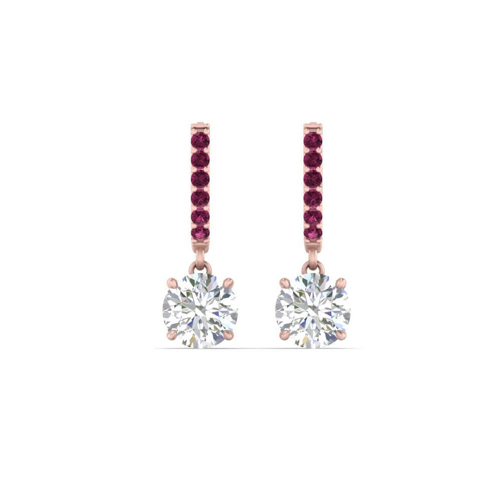 1 Carat Solitaire Halo Diamond Drop Earrings
