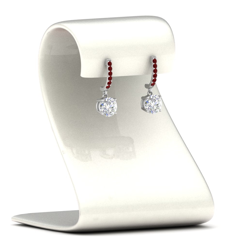 1 Carat Solitaire Halo Diamond Drop Earrings
