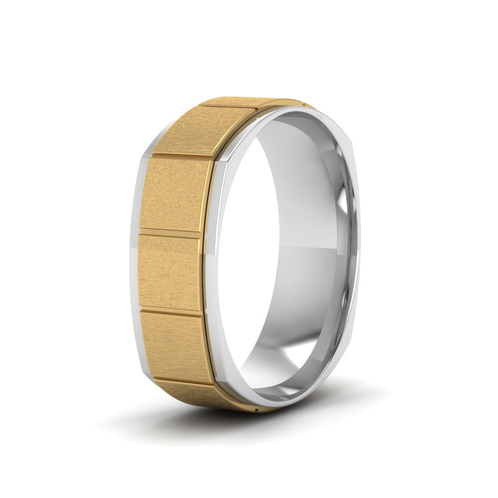 2 Tone Gold Texture Square Band Ring