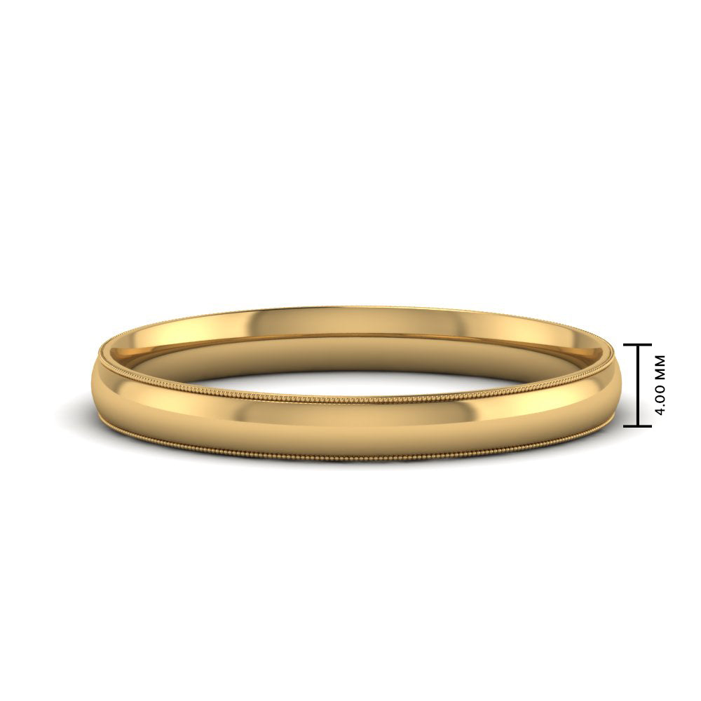 4 mm Comfort Fit Wedding Band Milgrain Edge