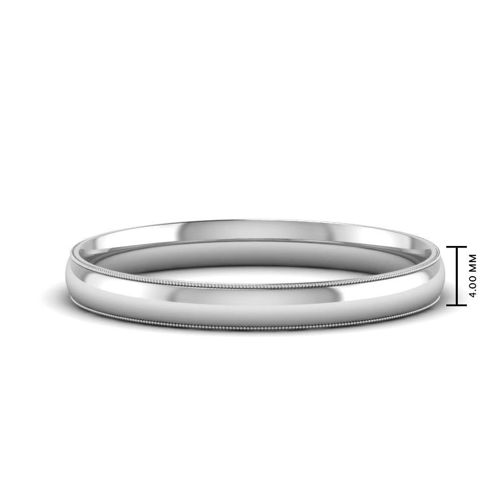 4 mm Comfort Fit Wedding Band Milgrain Edge
