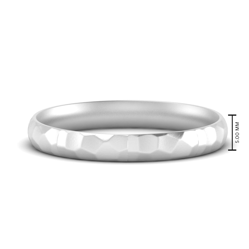 5 mm Mens Hammered Comfort Fit Wedding Band