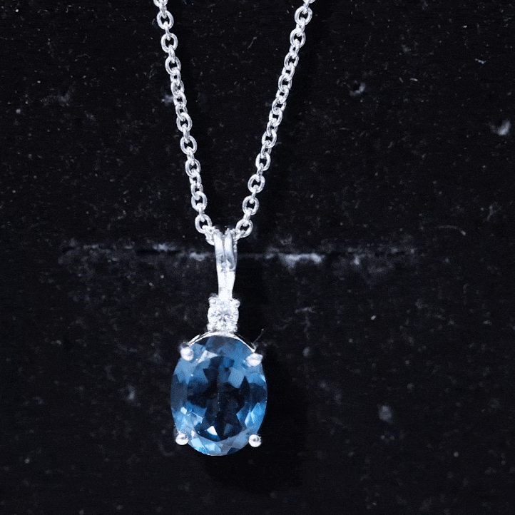 8X10MM Oval Shape Real London Blue Topaz Solitaire Pendant
