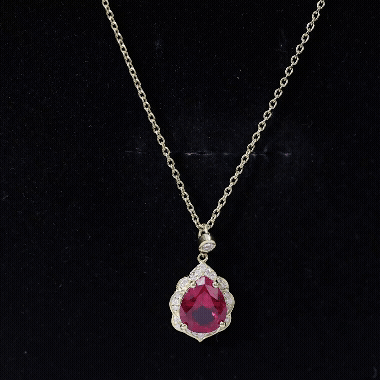 8X10 mm Lab Grown Ruby Diamond Vintage Necklace