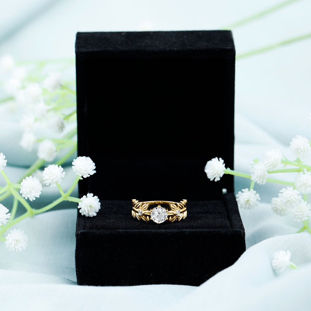 6 MM Lab Grown Diamond Nature Inspired Engagement Ring