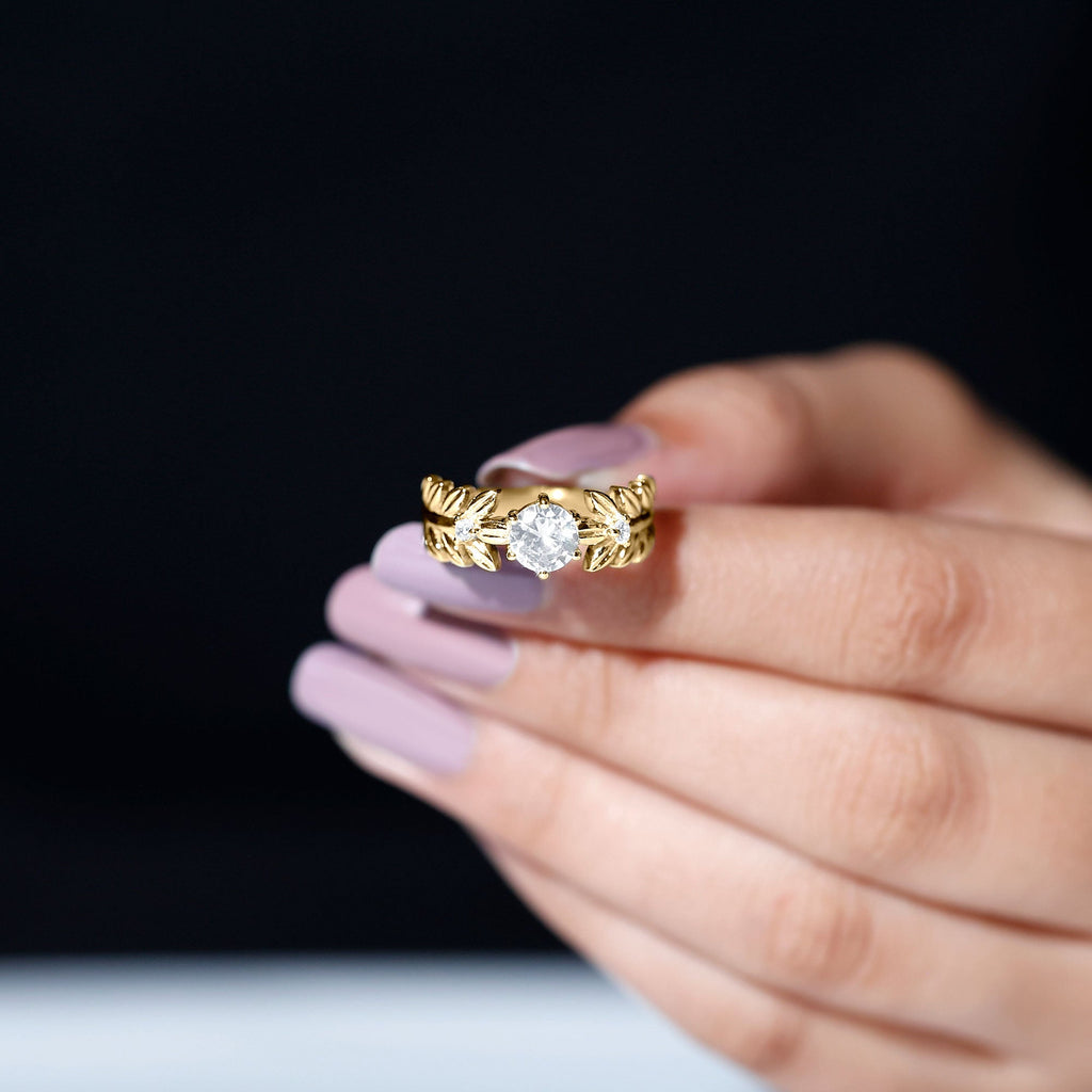 6 MM Lab Grown Diamond Nature Inspired Engagement Ring