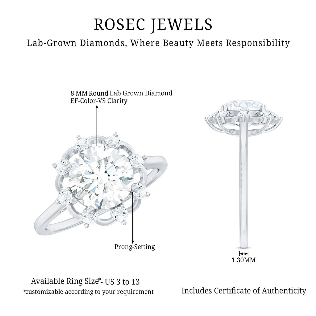 8 MM Lab Grown Diamond Statement Engagement Ring