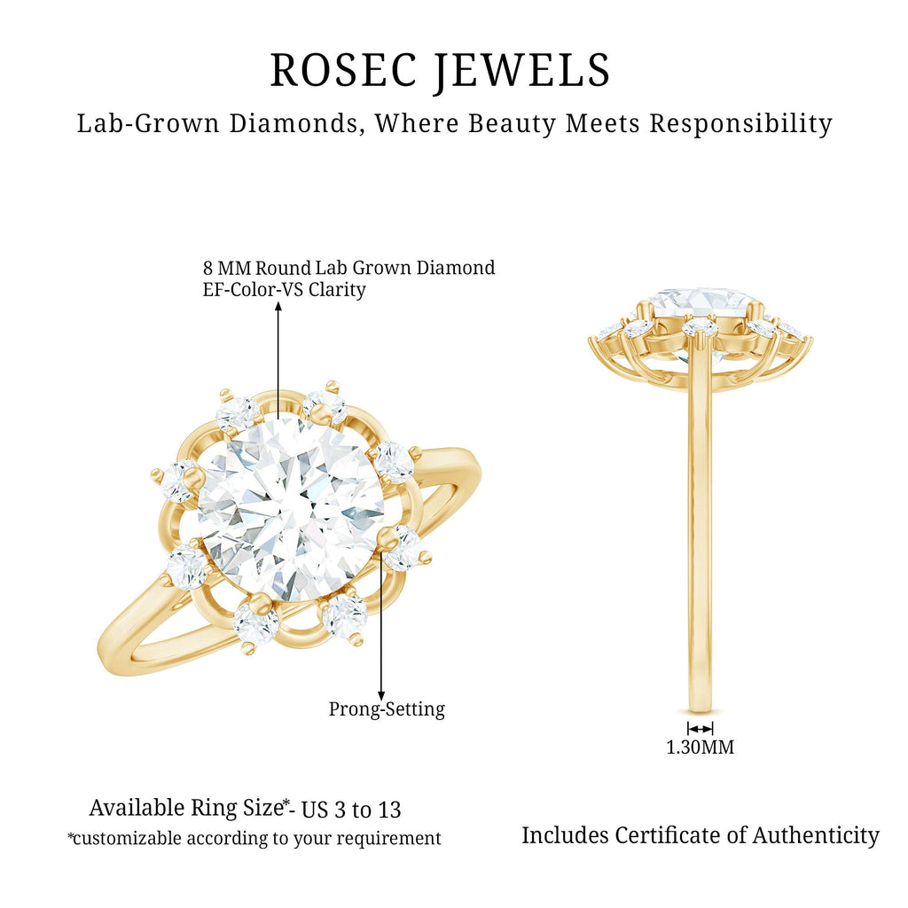 8 MM Lab Grown Diamond Statement Engagement Ring