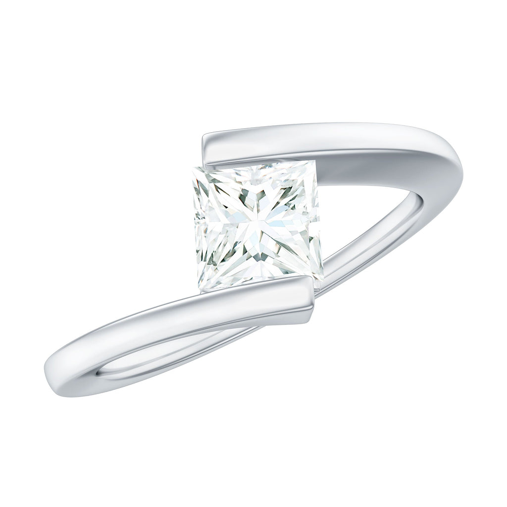 5 mm Princess Cut Lab Grown Diamond Ring With Tension Setting