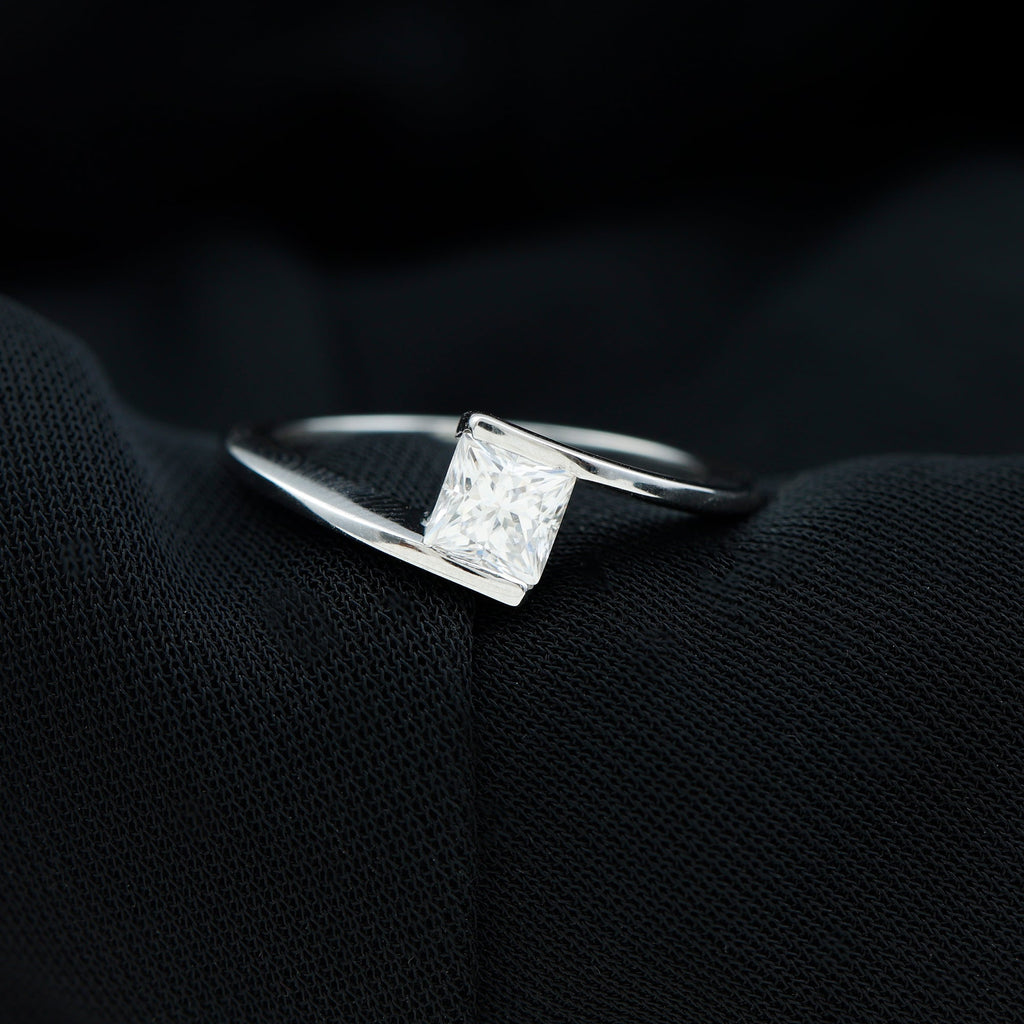 5 mm Princess Cut Lab Grown Diamond Ring With Tension Setting