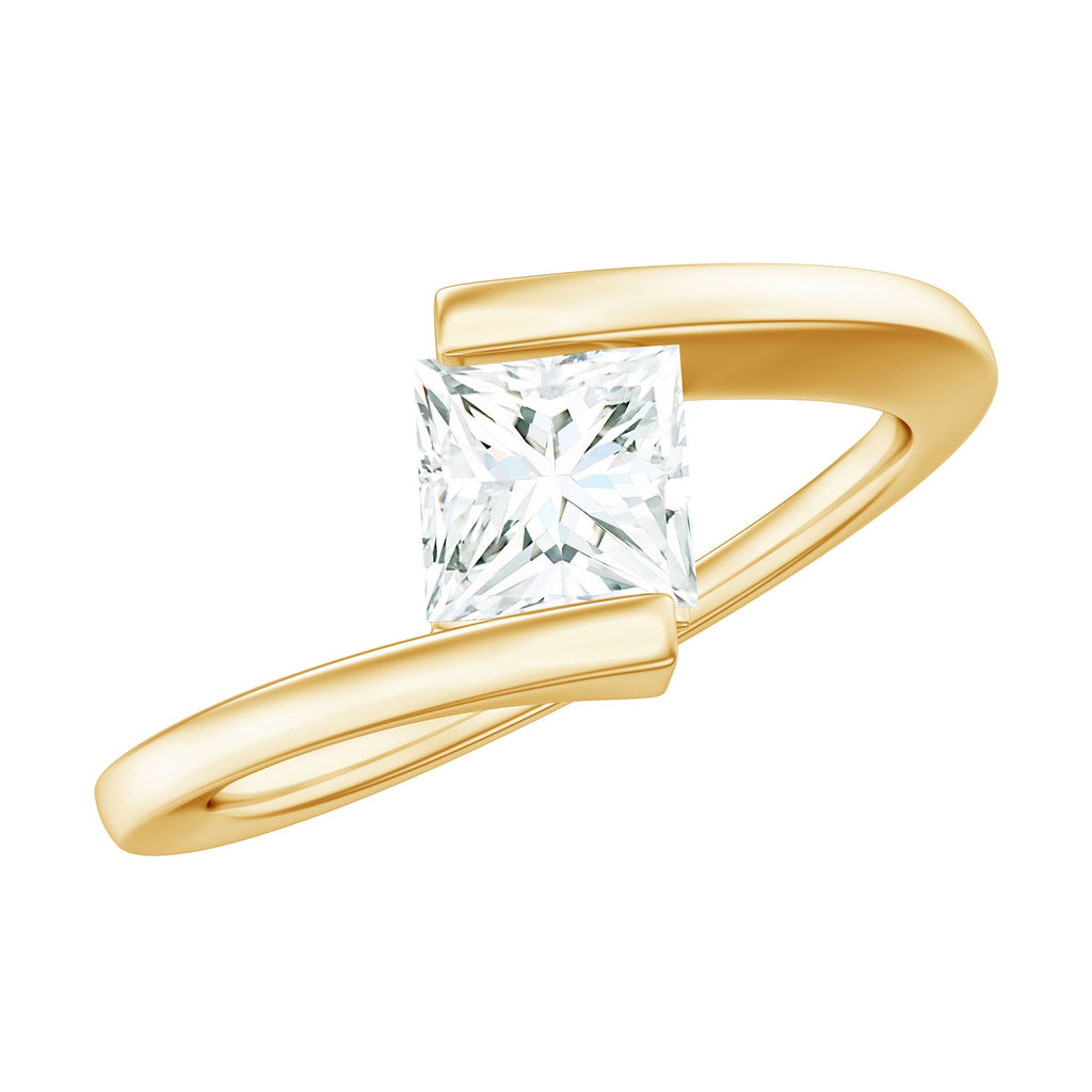 5 mm Princess Cut Lab Grown Diamond Ring With Tension Setting