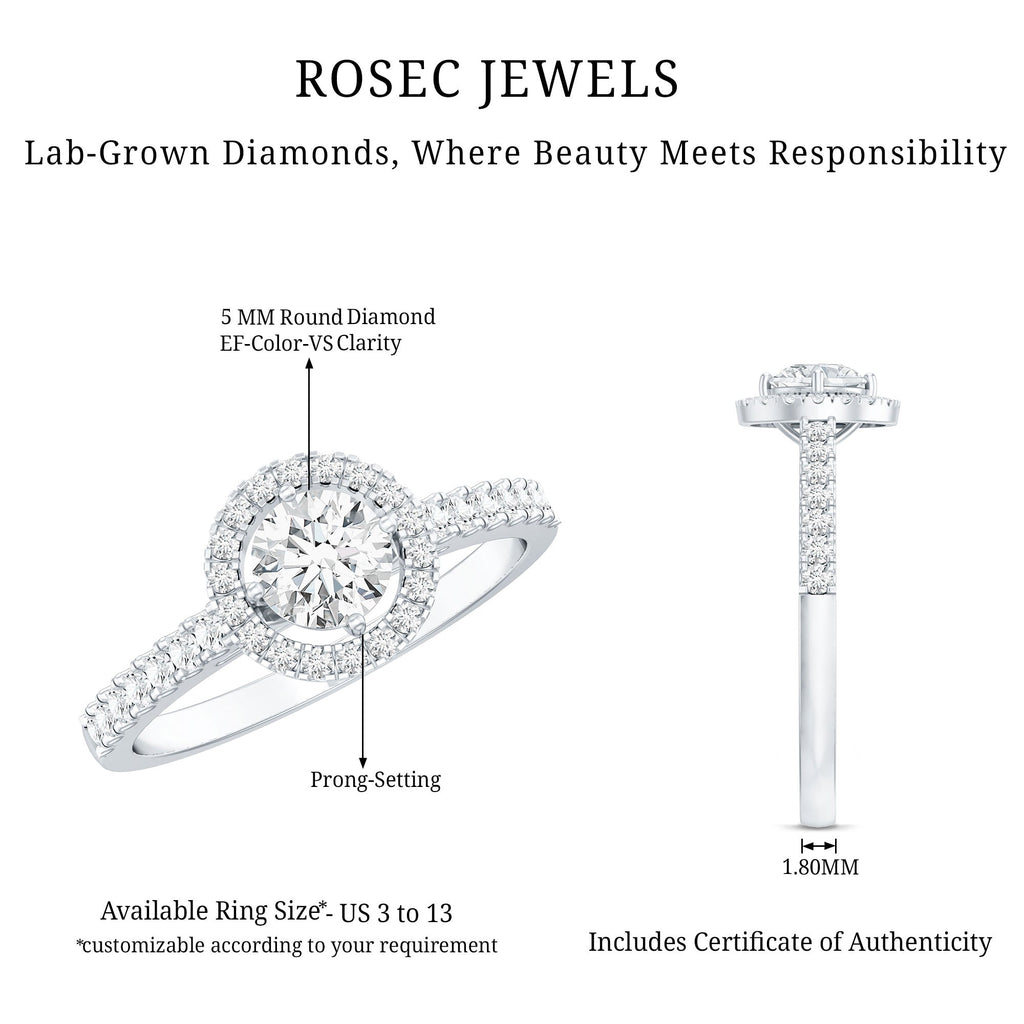 5MM Lab Grown Diamond Engagement Ring with Halo