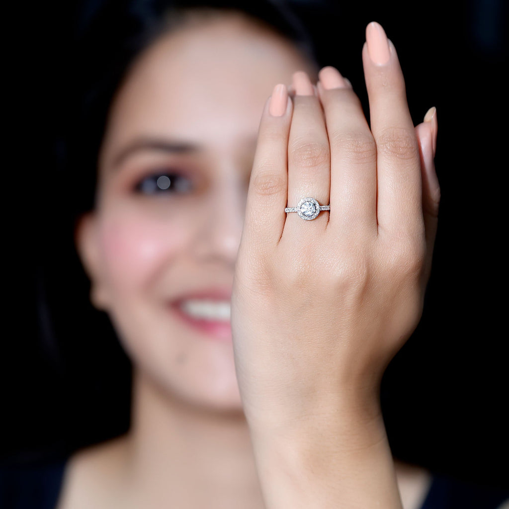 5MM Lab Grown Diamond Engagement Ring with Halo