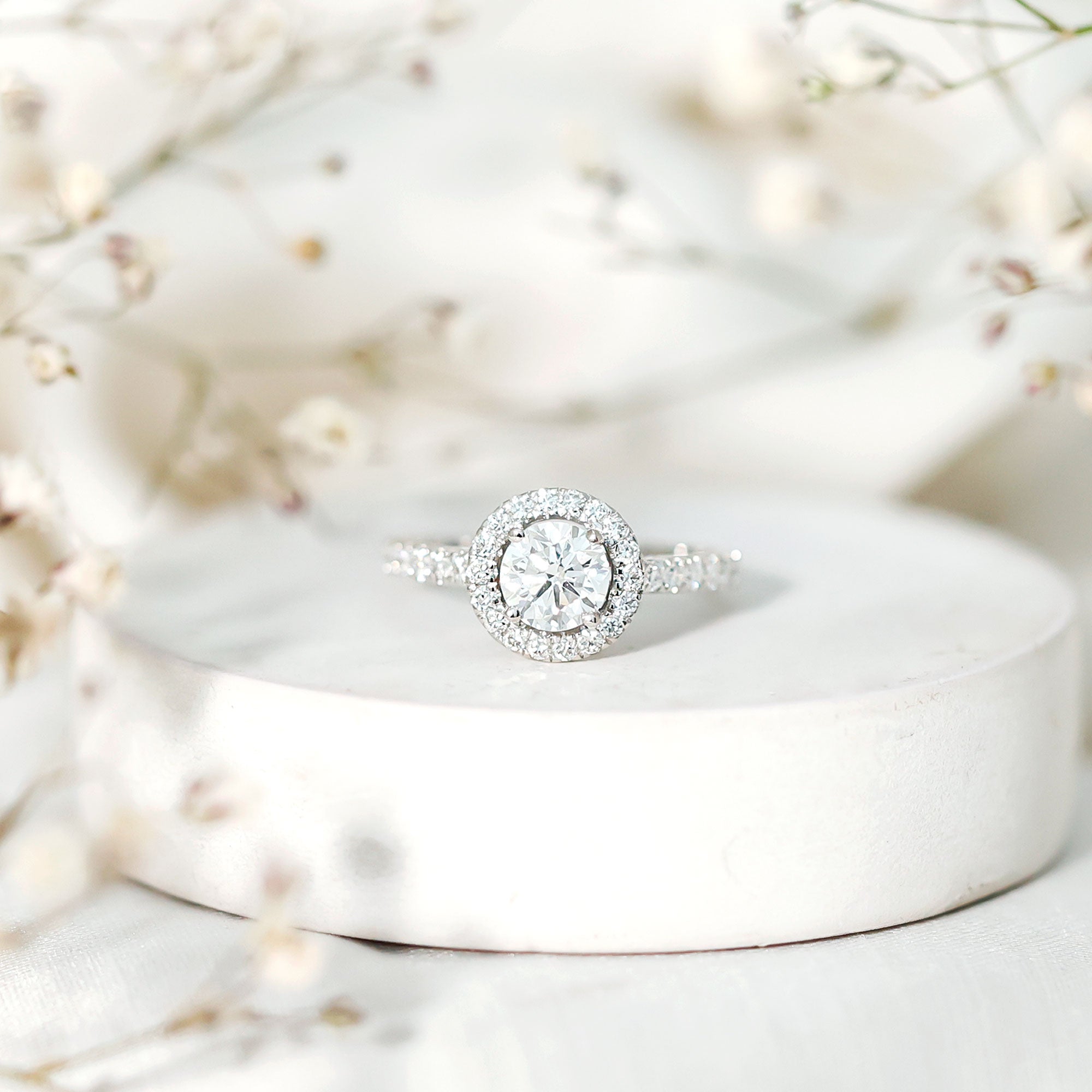 5MM Lab Grown Diamond Engagement Ring with Halo