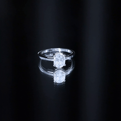 6X8 MM Oval Moissanite Solitaire Engagement Ring