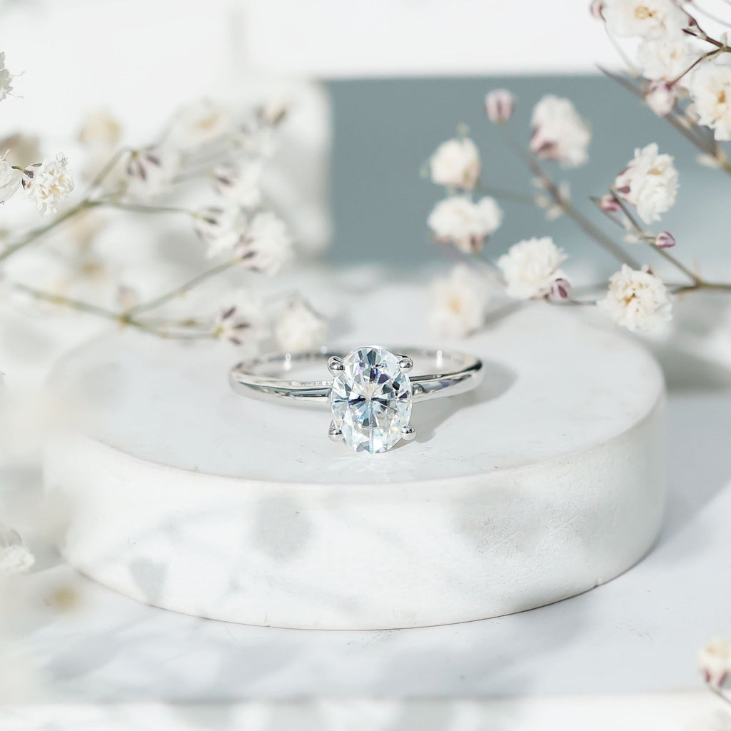 6X8 MM Oval Moissanite Solitaire Engagement Ring