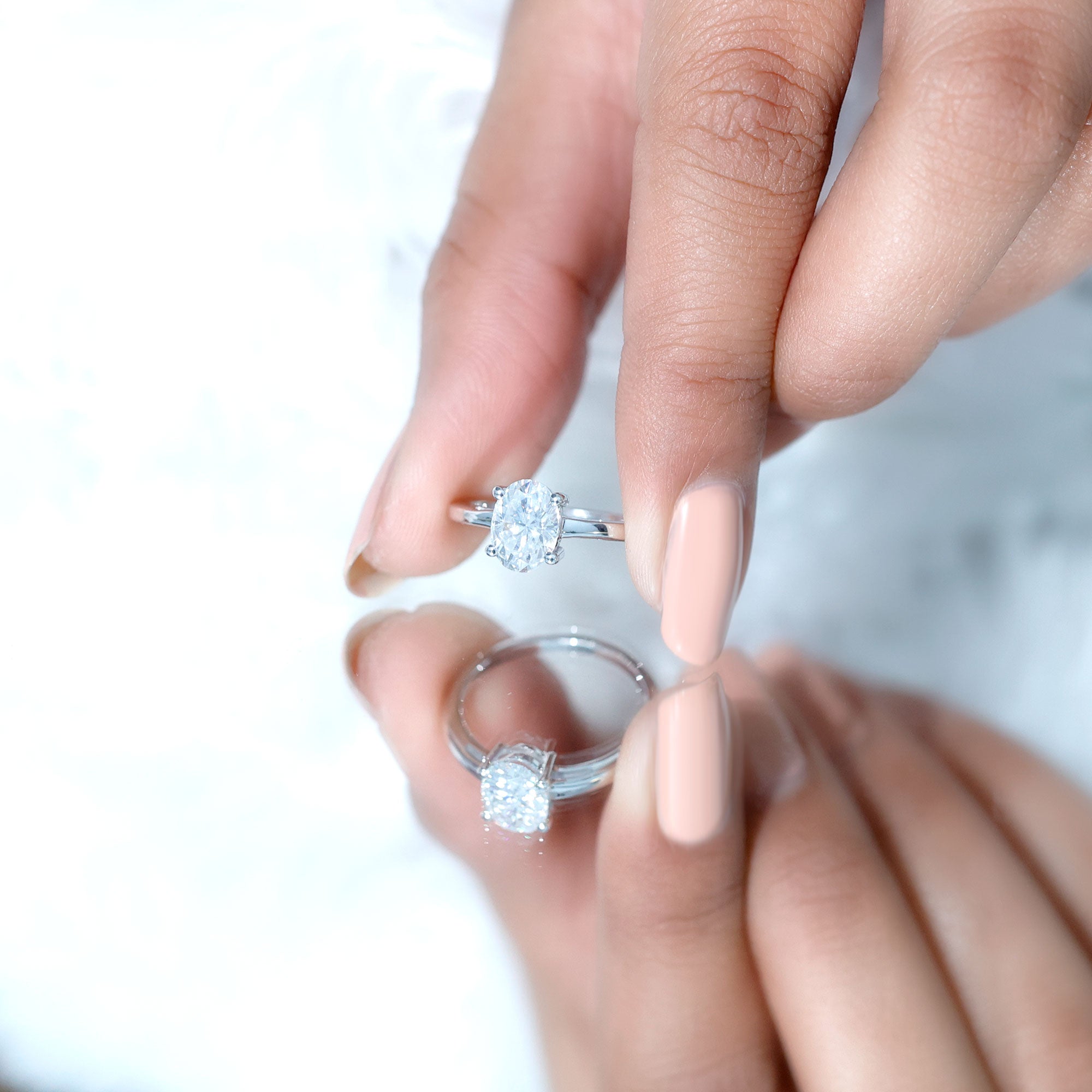 6X8 MM Oval Moissanite Solitaire Engagement Ring