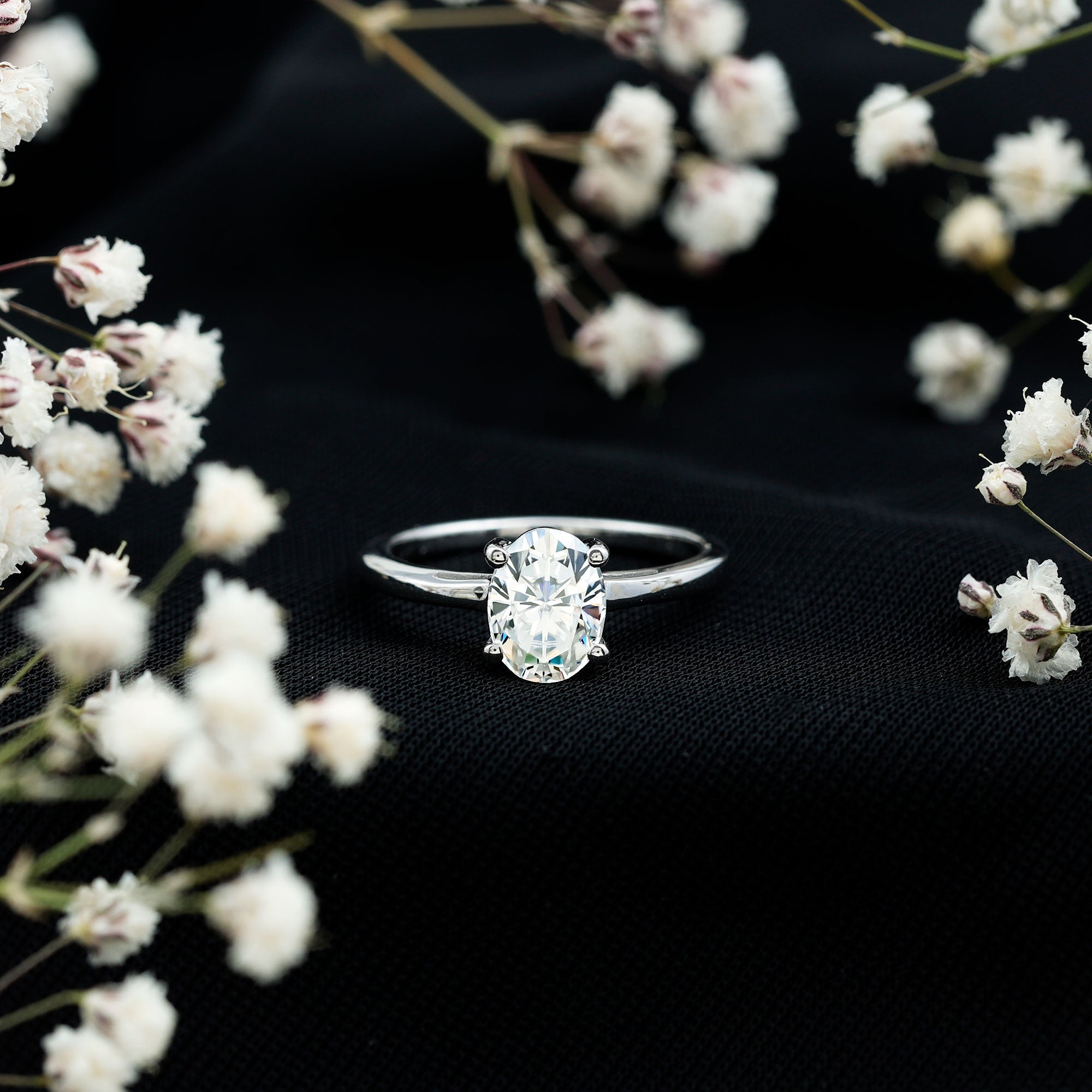 6X8 MM Oval Moissanite Solitaire Engagement Ring