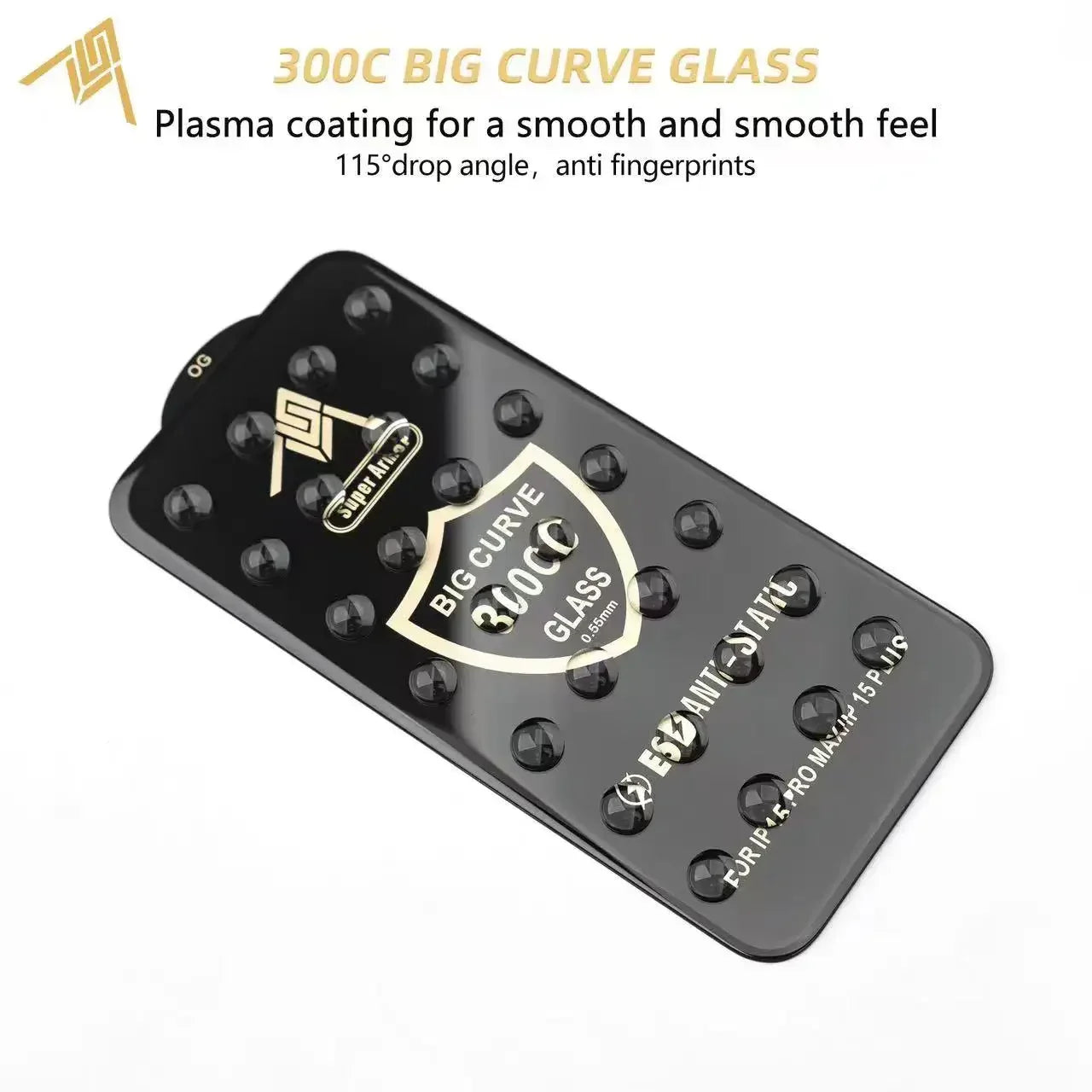 2Pcs 300CC Big Curve Tempered Glass For iPhone 16 13 11 12 15 Pro Max ESD Anti-Static Screen Protector For iPhone14 Plus X XR XS