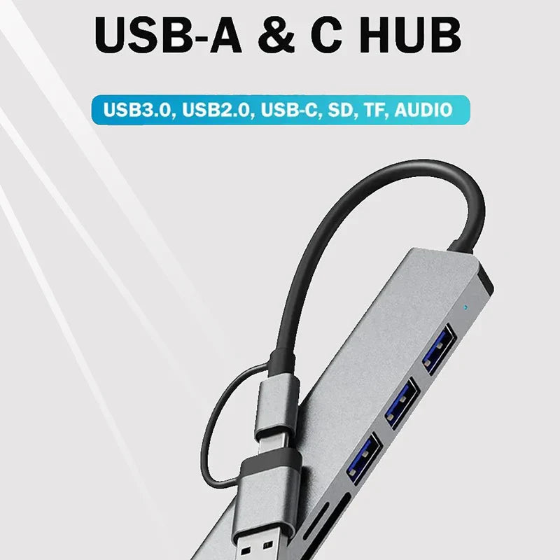 8 In 2 USB 3.0 HUB USB C HUB USB C Docking Station High Speed Transmission SD TF Card Reader Dock For PC Laptop Macbook Desktops