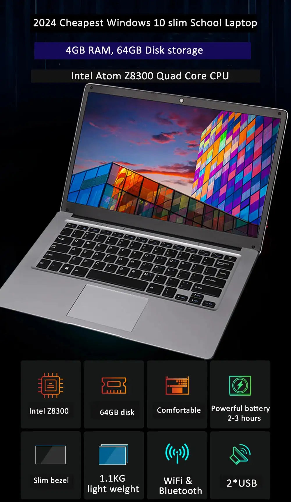 14 inch Cheap  Windows 10 Laptop Notebook Student Laptops WiFi Bluetooth Camera Computer