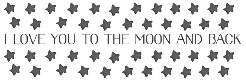 "I Love You to the Moon and Back" - Full Moon and Stars - Fabric Nursery Wall Art Decals