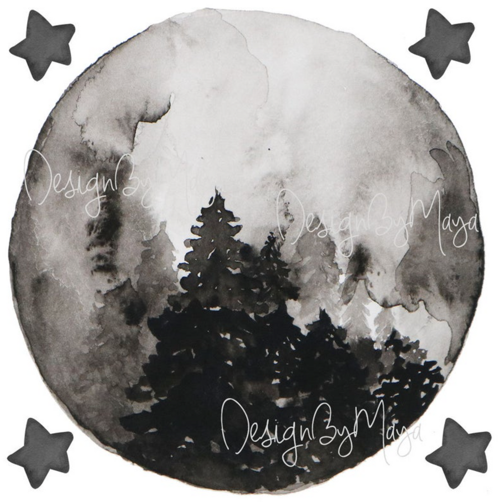 "I Love You to the Moon and Back" - Full Moon and Stars - Fabric Nursery Wall Art Decals