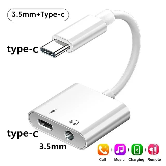 2-in-1 Audio Adapter USB C to 3 5 mm Jack Type-C Charging 3.5mm Aux Cable For Samsung Xiaomi Huawei Wired Headphones Connector