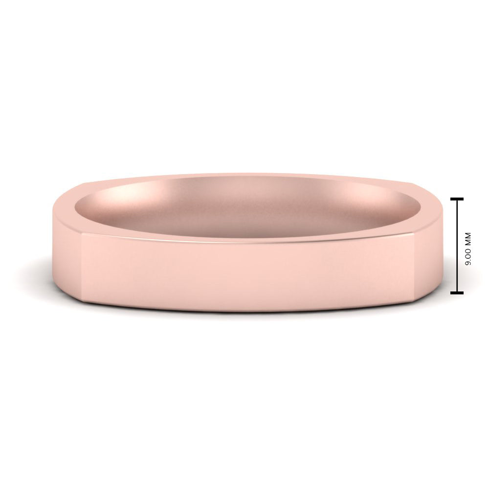 4 mm Square Comfort Fit Mens Wedding Band