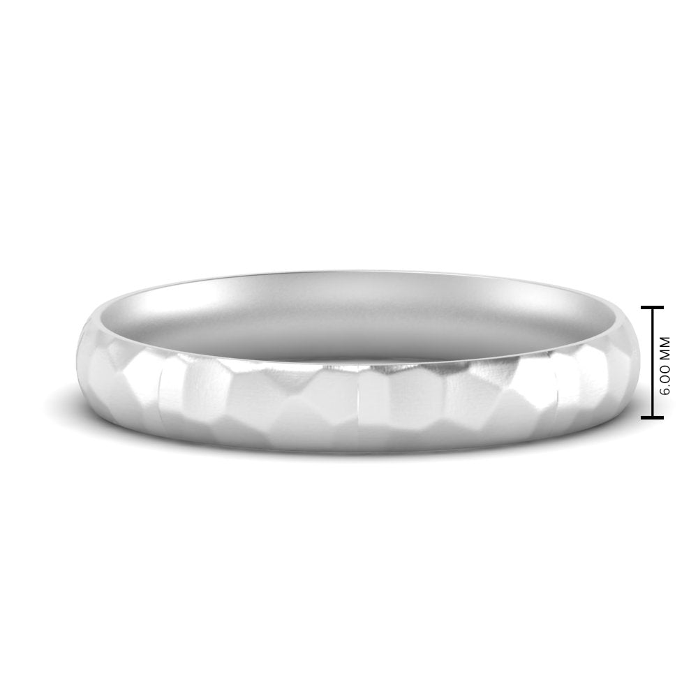 5 mm Mens Hammered Comfort Fit Wedding Band