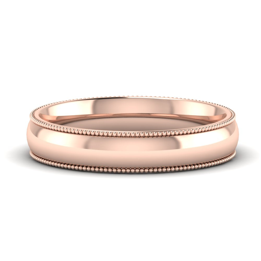 4 mm Comfort Fit Wedding Band Milgrain Edge